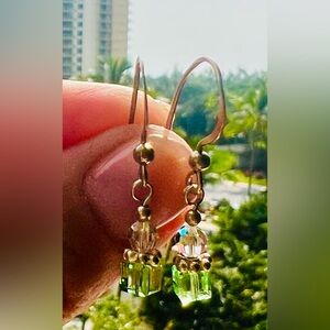 Petite Swarovski Green Crystal and Sterling Silver Earrings